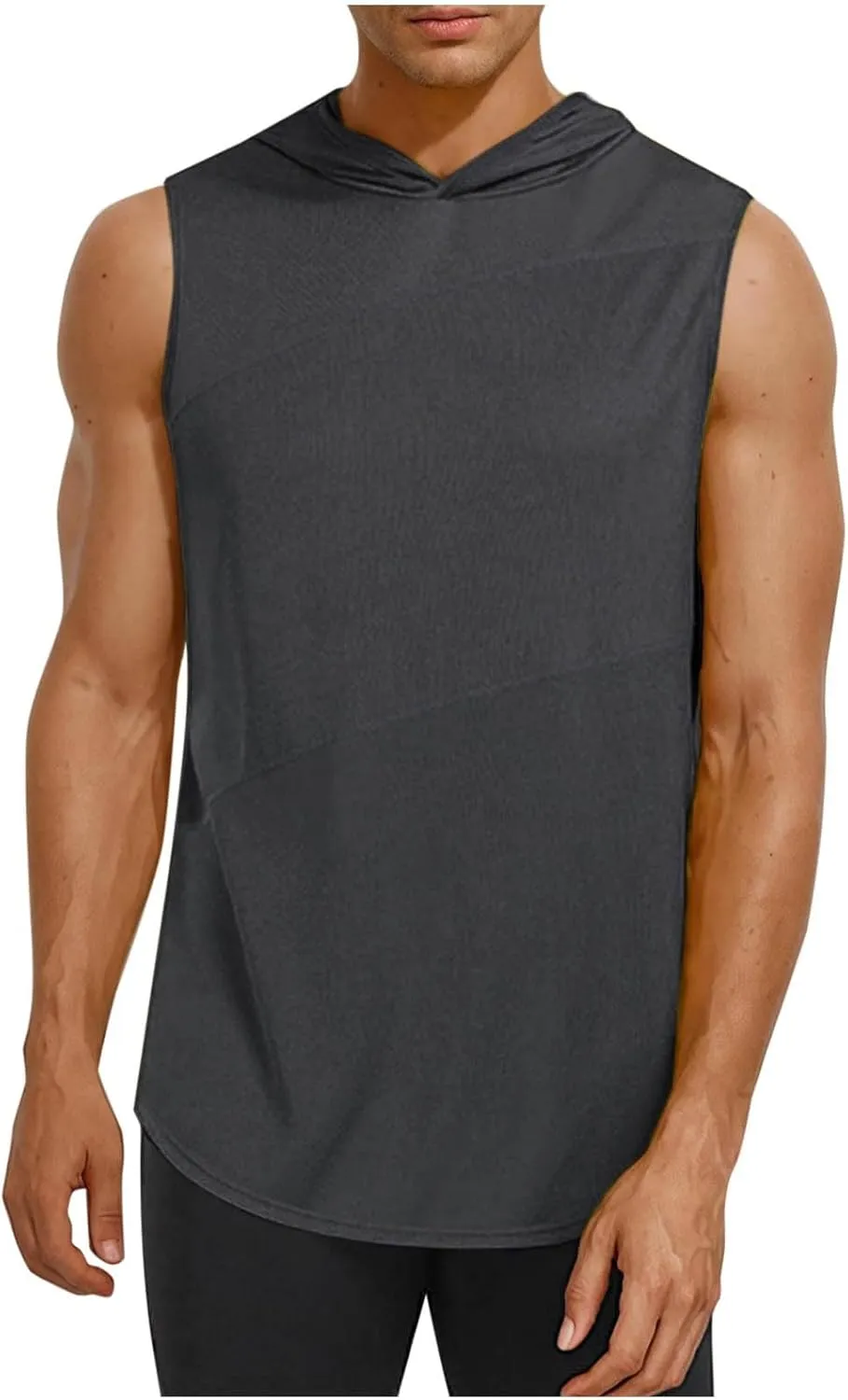 Men's Workout Hooded Tank Tops Sleeveless Gym Hoodie Shirt Workout Muscle Cut Off Shirt Bodybuilding Shirts Quick-Dry