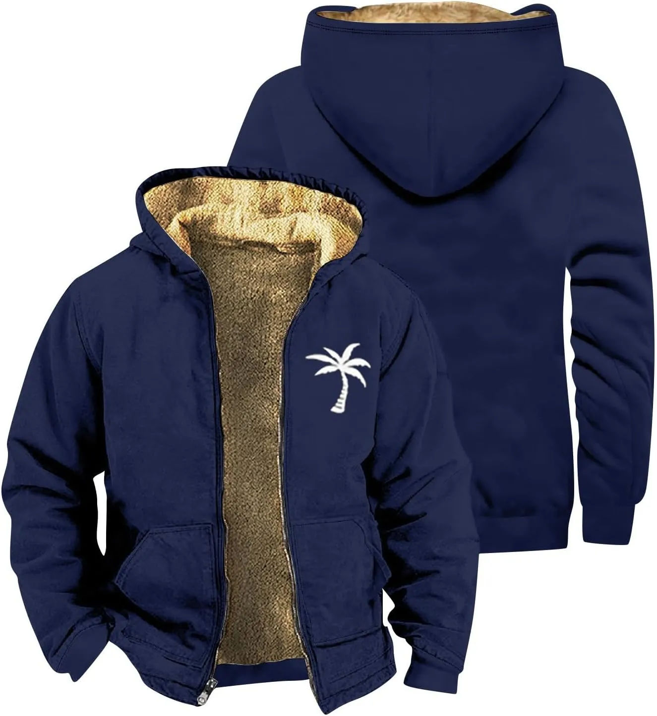 Mens Zipper Hoodies Winter Sherpa Lined Graphic Jacket Casual Tie Dye Graphic Coat Big And Tall Thermal Windbreaker Outwear