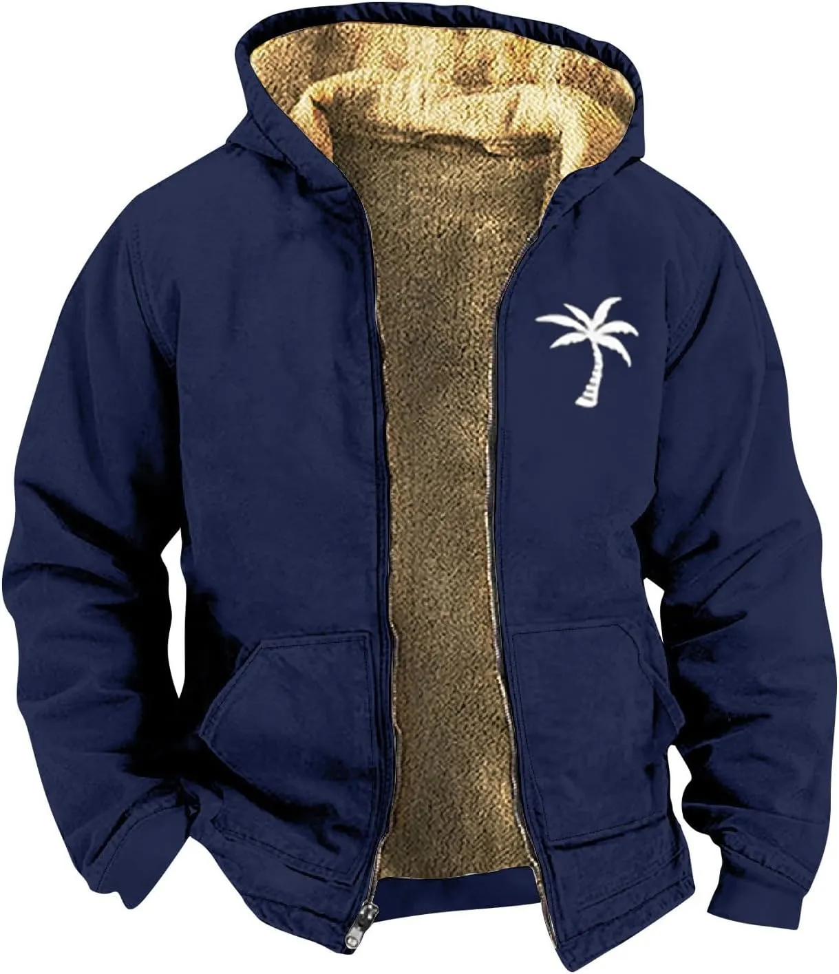 Mens Zipper Hoodies Winter Sherpa Lined Graphic Jacket Casual Tie Dye Graphic Coat Big And Tall Thermal Windbreaker Outwear