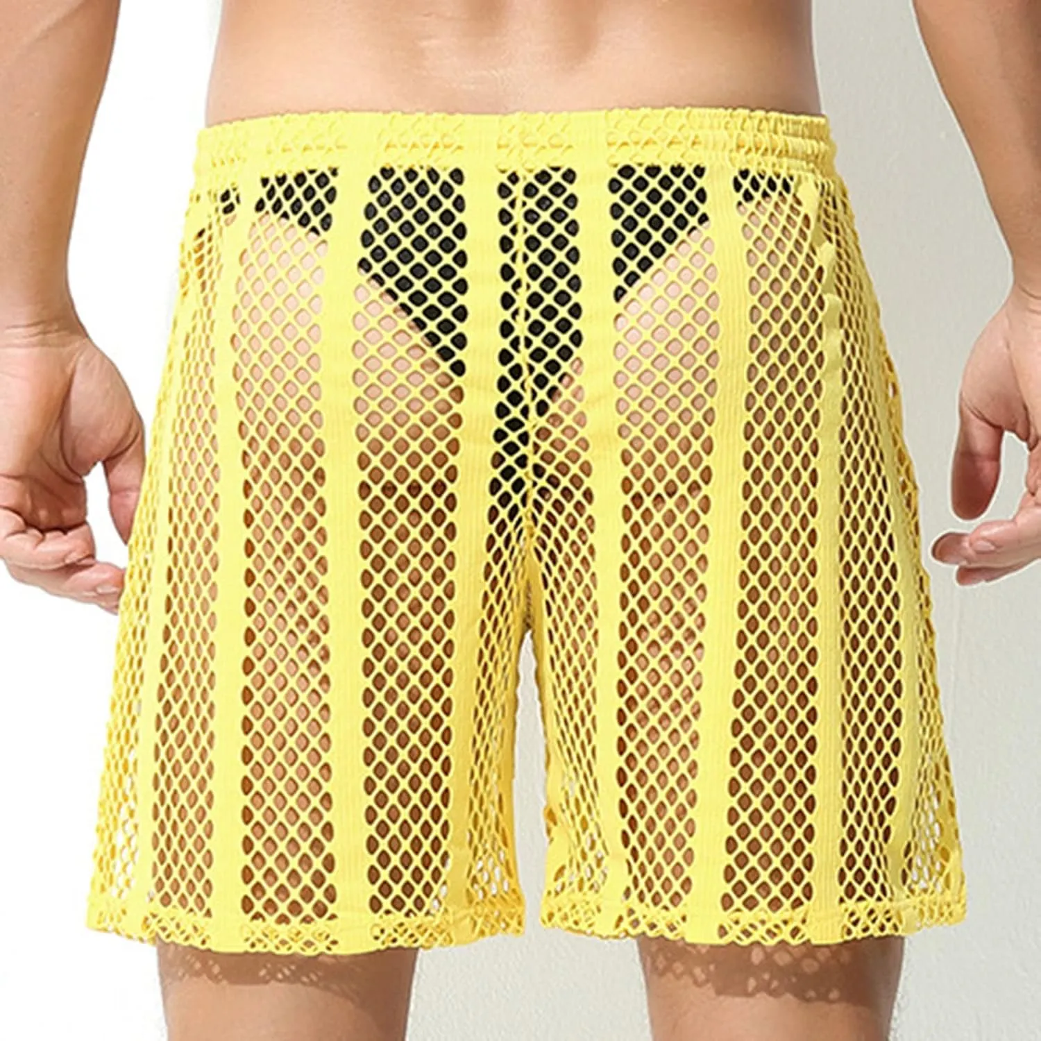 Mesh Long Leg Trunks for Men Breathable Quick Dry Swimwear Mens Sheer Sexy Boxer Briefs Underwear