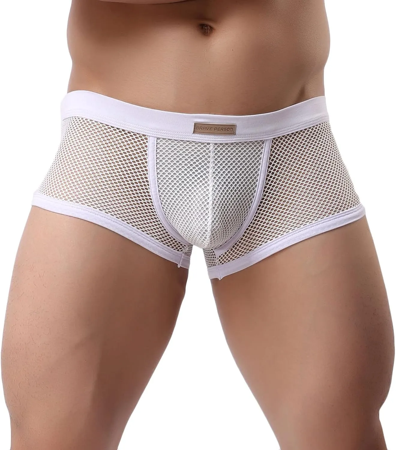 Mesh Swim Boxer Briefs for Men Breathable Trunks Sheer Sexy Swimwear for Men Quick Dry Sexy Boxers Underwear