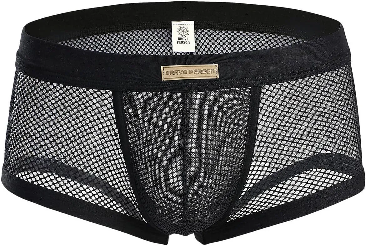 Mesh Swim Boxer Briefs for Men Breathable Trunks Sheer Sexy Swimwear for Men Quick Dry Sexy Boxers Underwear