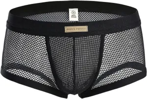 Mesh Swim Boxer Briefs for Men Breathable Trunks Sheer Sexy Swimwear for Men Quick Dry Sexy Boxers Underwear