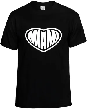Miami Heart Florida Cute Fashion Unisex T-Shirt Novelty Graphic Tee Shirt
