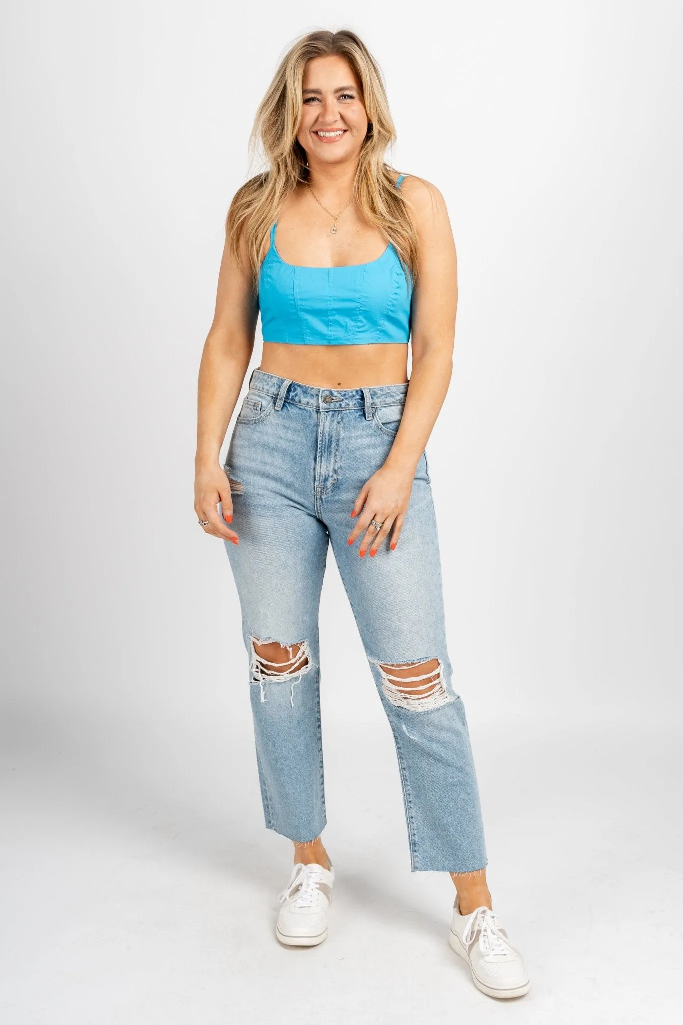 Micro crop top blue
