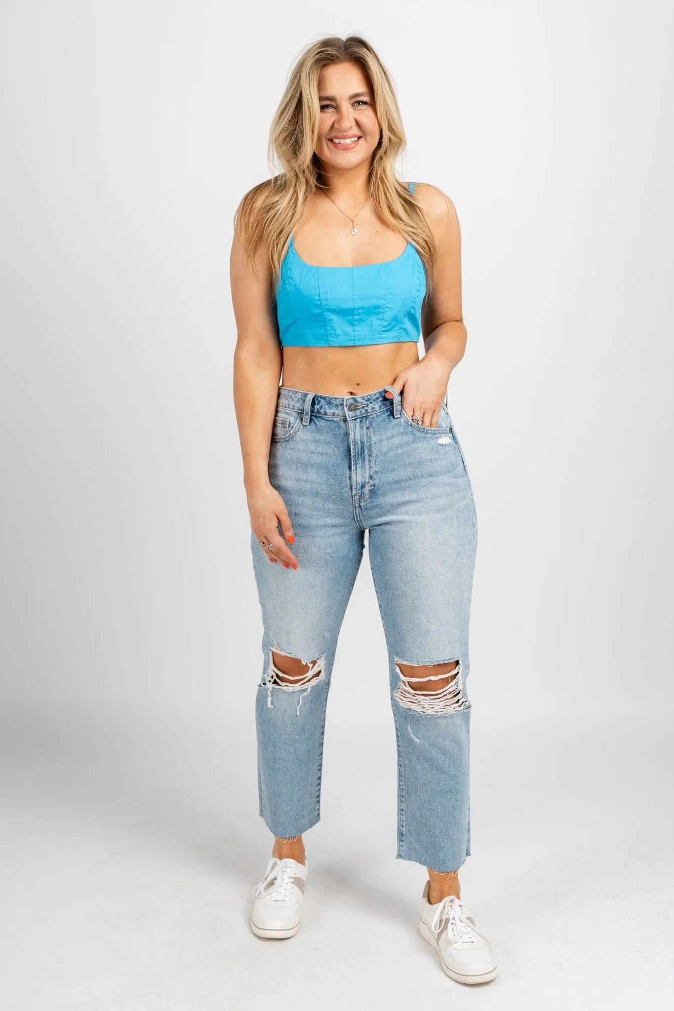Micro crop top blue