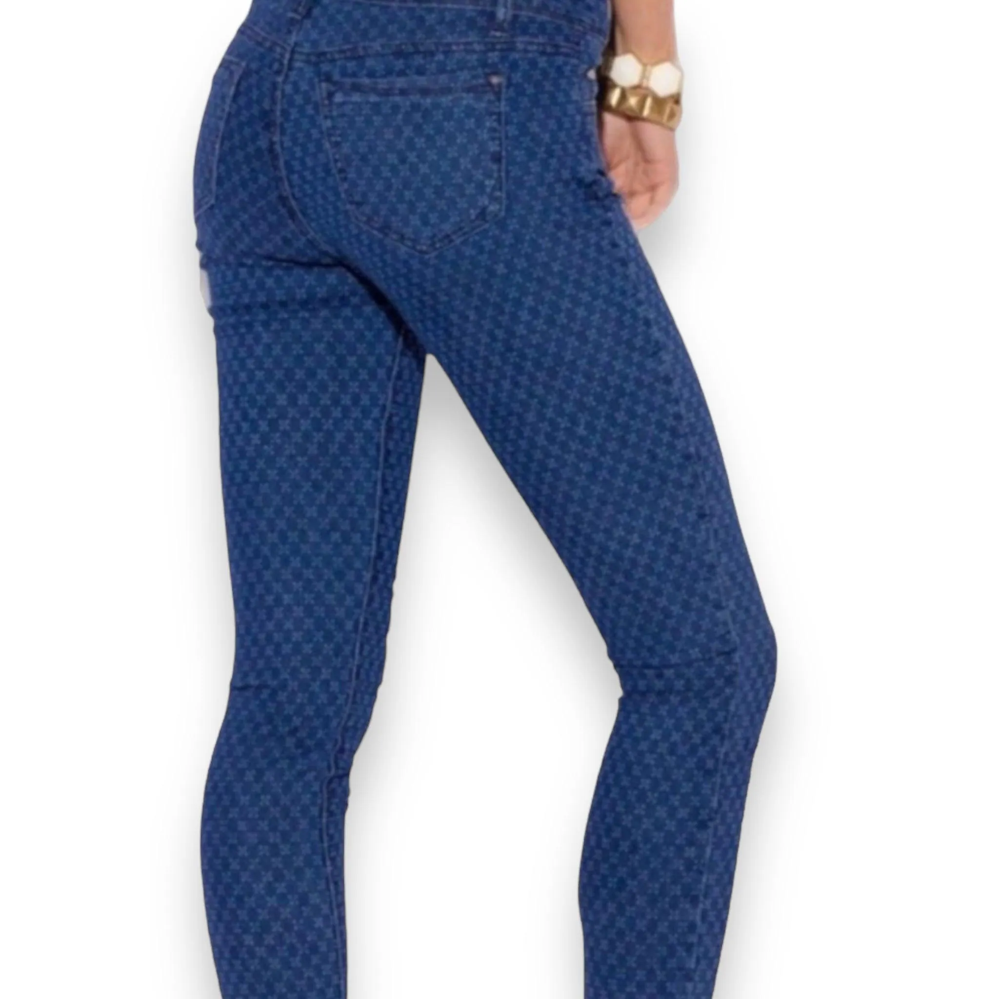Mid Rise Mini Stars Print Junior Skinny Jeans