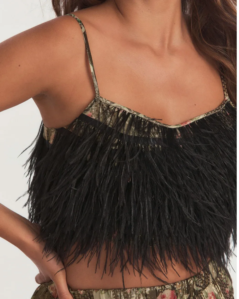 Midnight Ruby Dusty Cropped Feather Cami