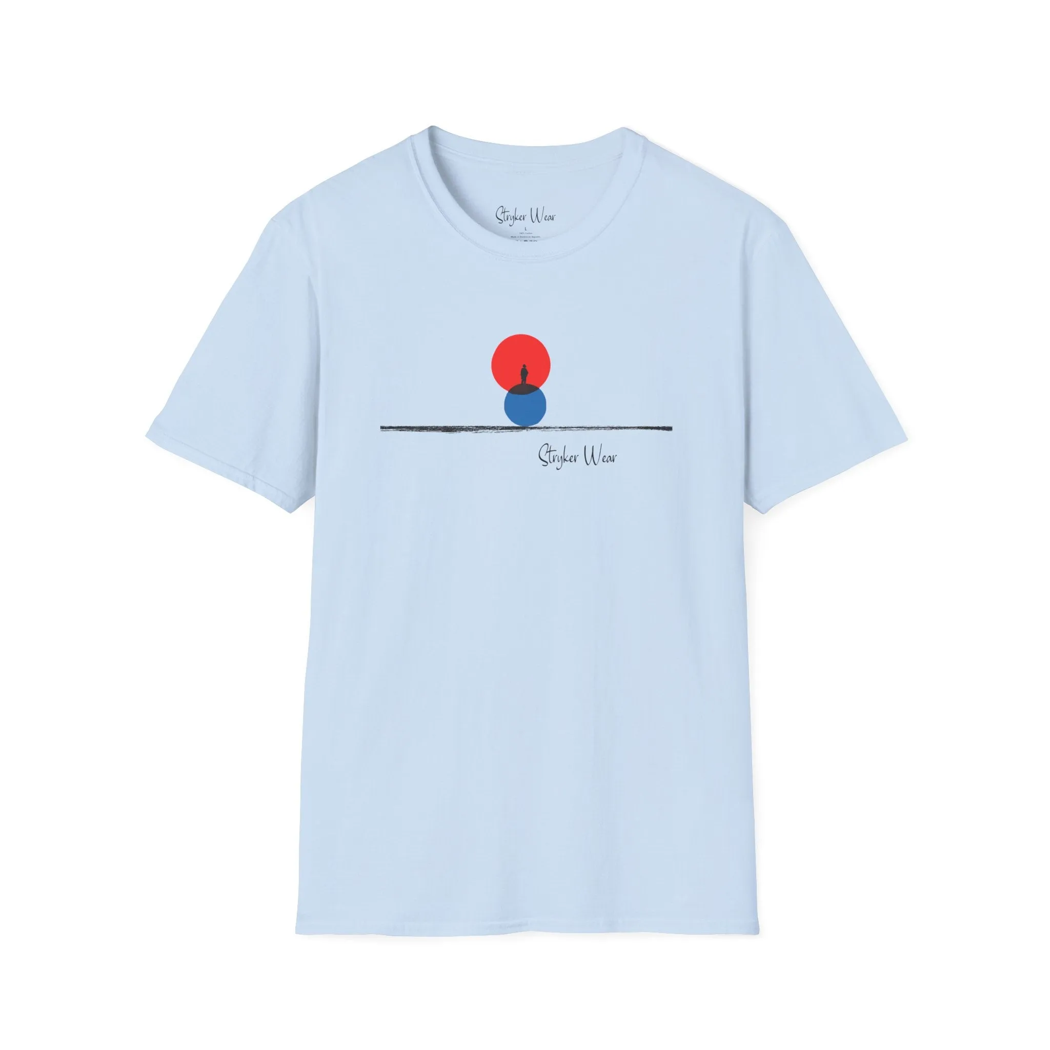 Minimalist Person & Sunset Art | Unisex Softstyle T-Shirt
