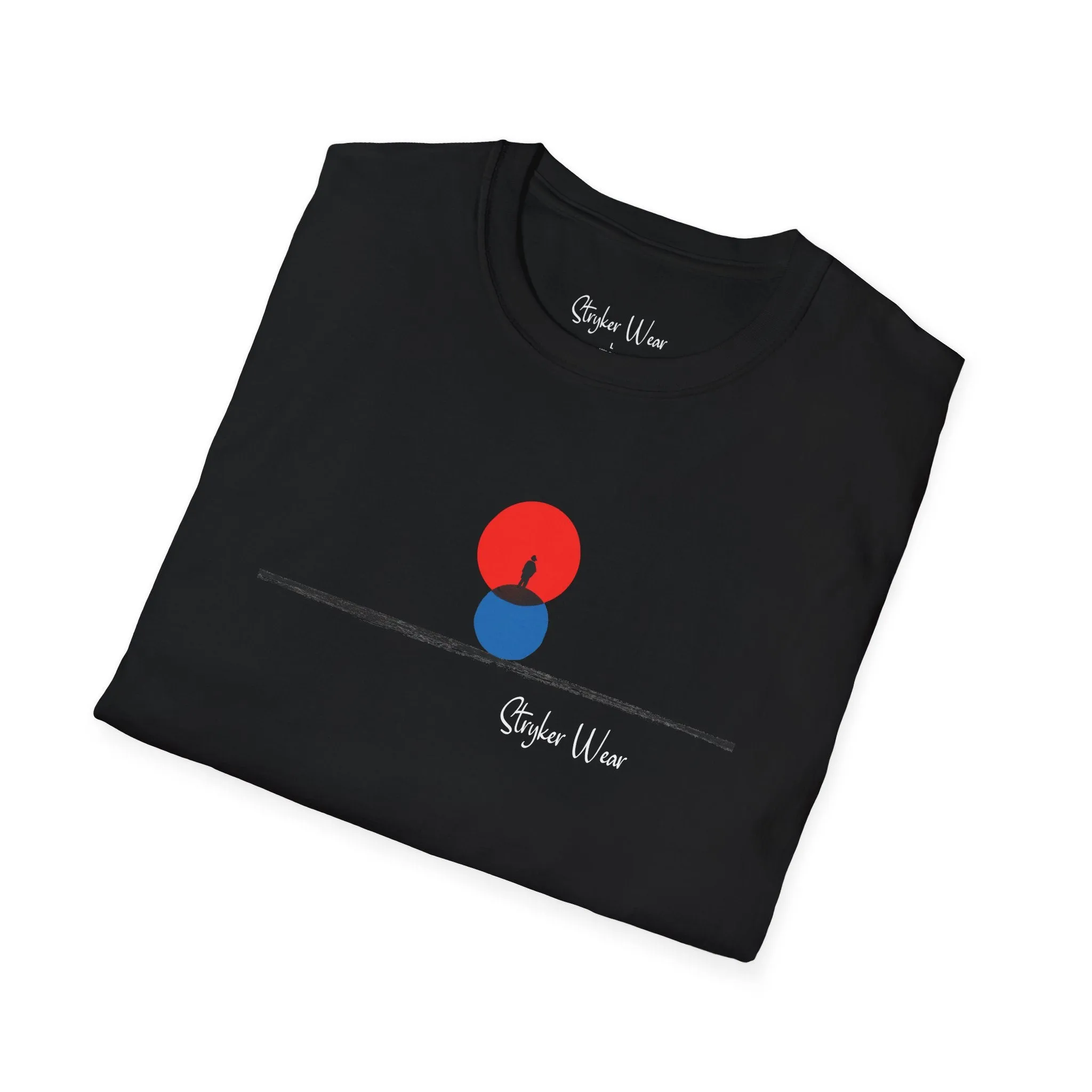 Minimalist Person & Sunset Art | Unisex Softstyle T-Shirt
