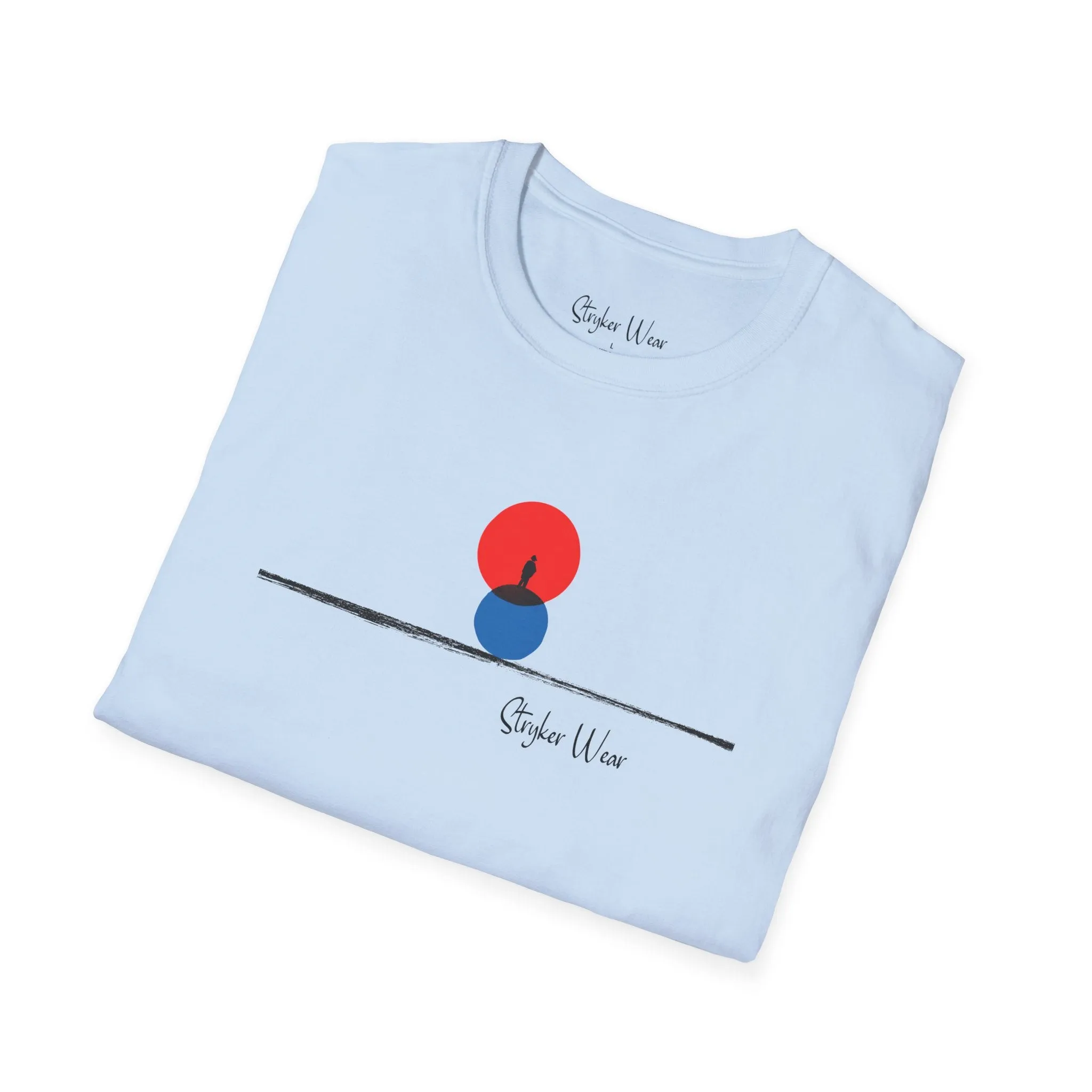 Minimalist Person & Sunset Art | Unisex Softstyle T-Shirt