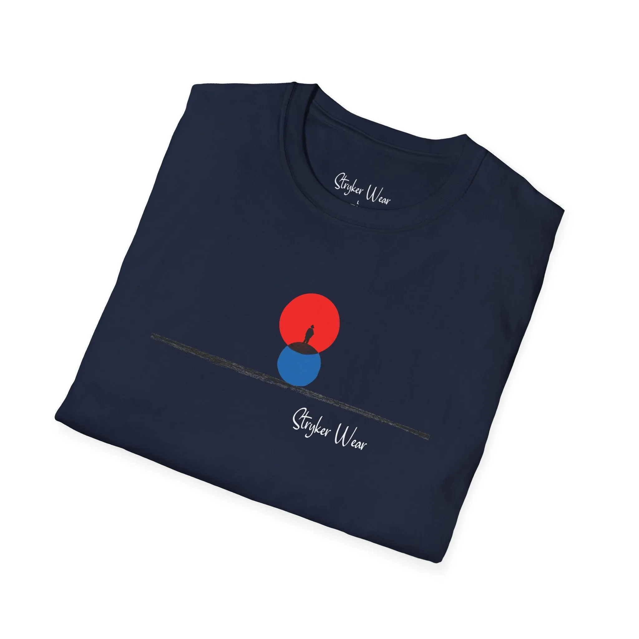 Minimalist Person & Sunset Art | Unisex Softstyle T-Shirt