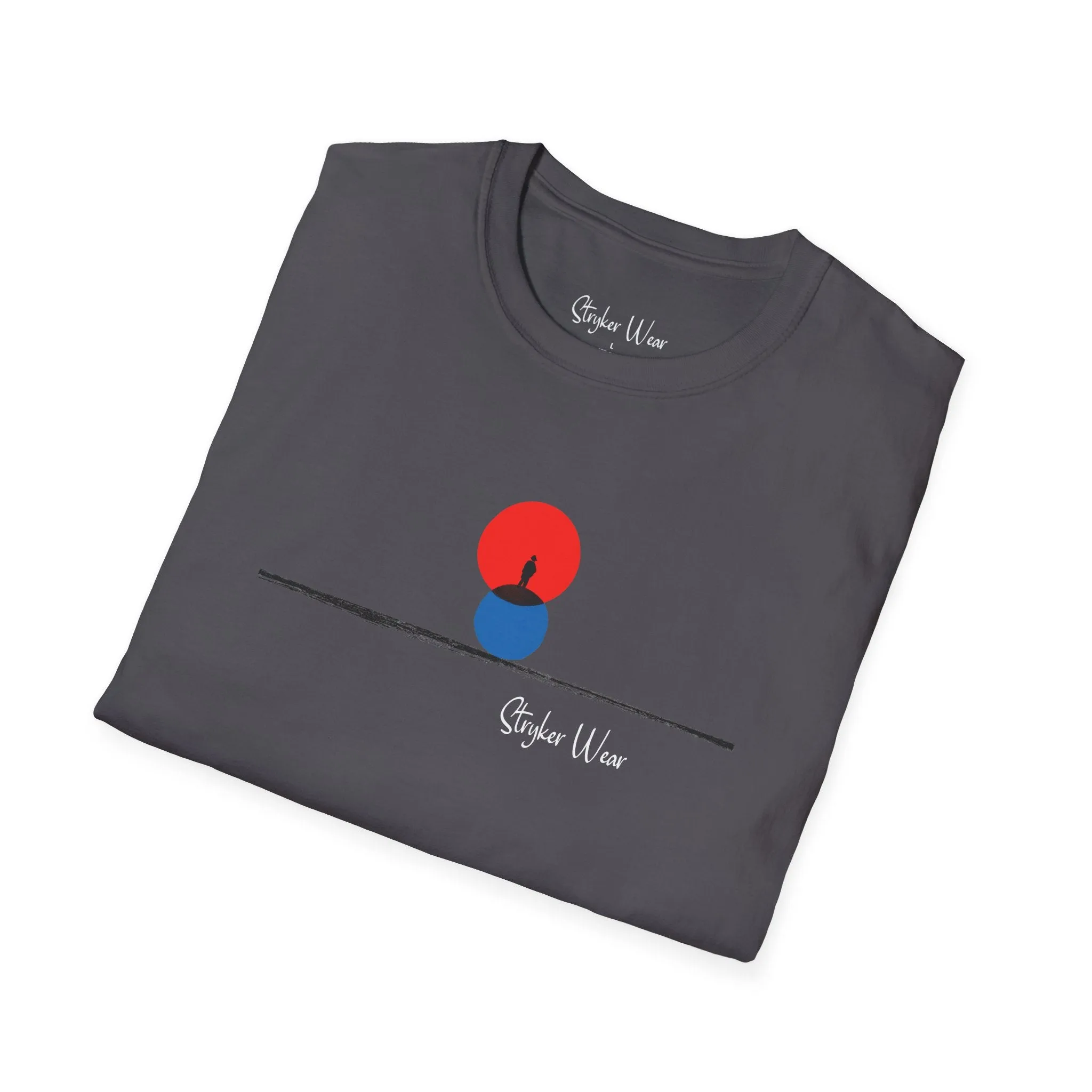 Minimalist Person & Sunset Art | Unisex Softstyle T-Shirt