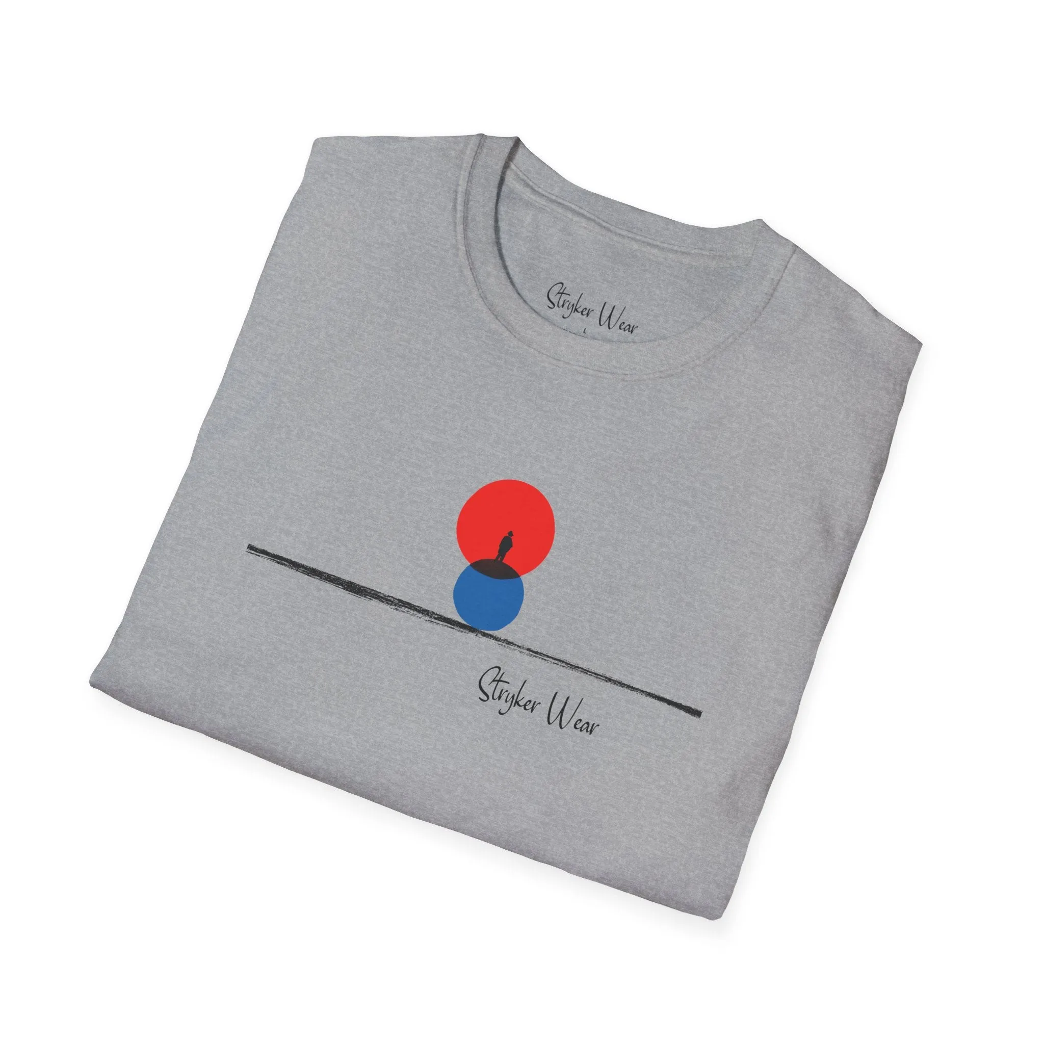 Minimalist Person & Sunset Art | Unisex Softstyle T-Shirt