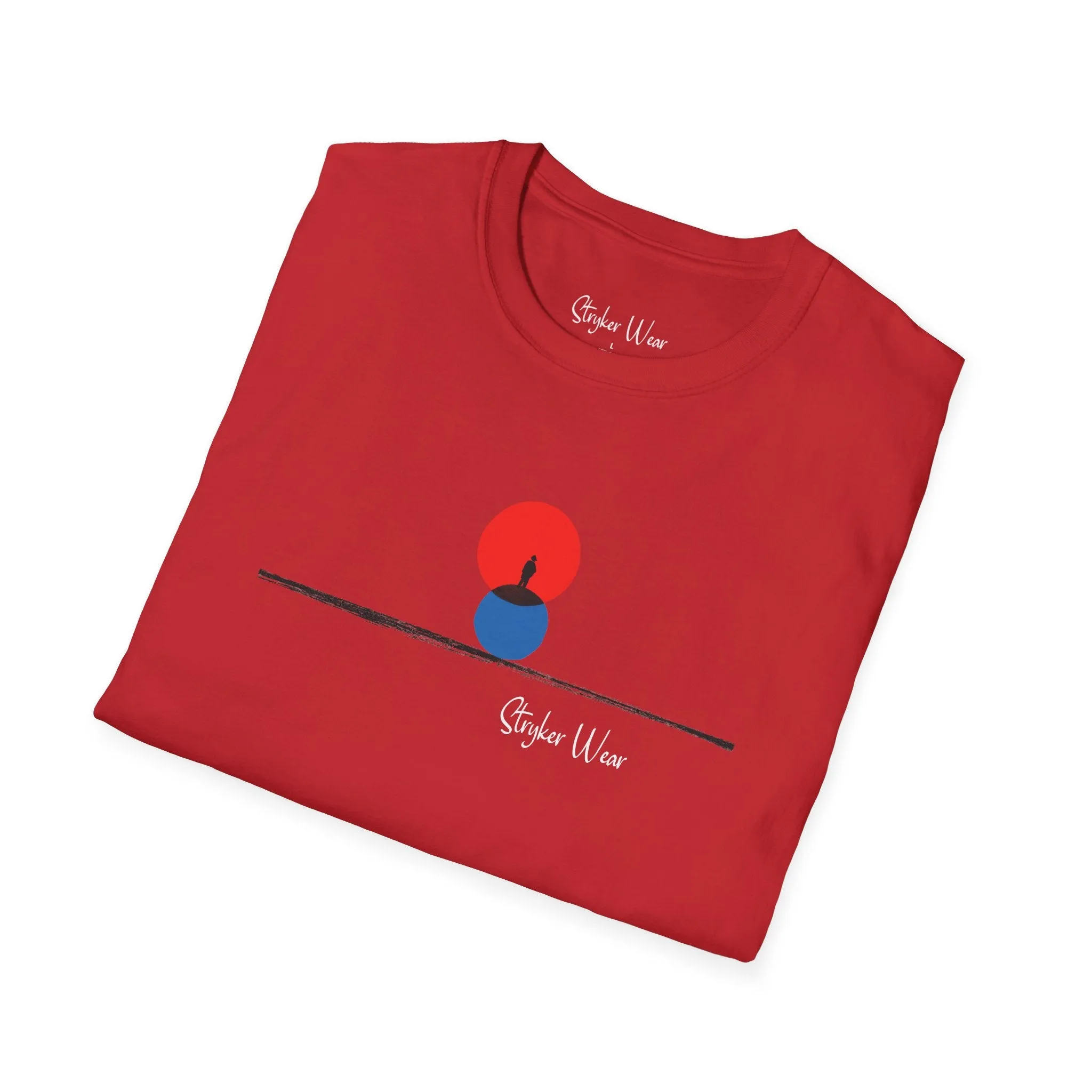 Minimalist Person & Sunset Art | Unisex Softstyle T-Shirt