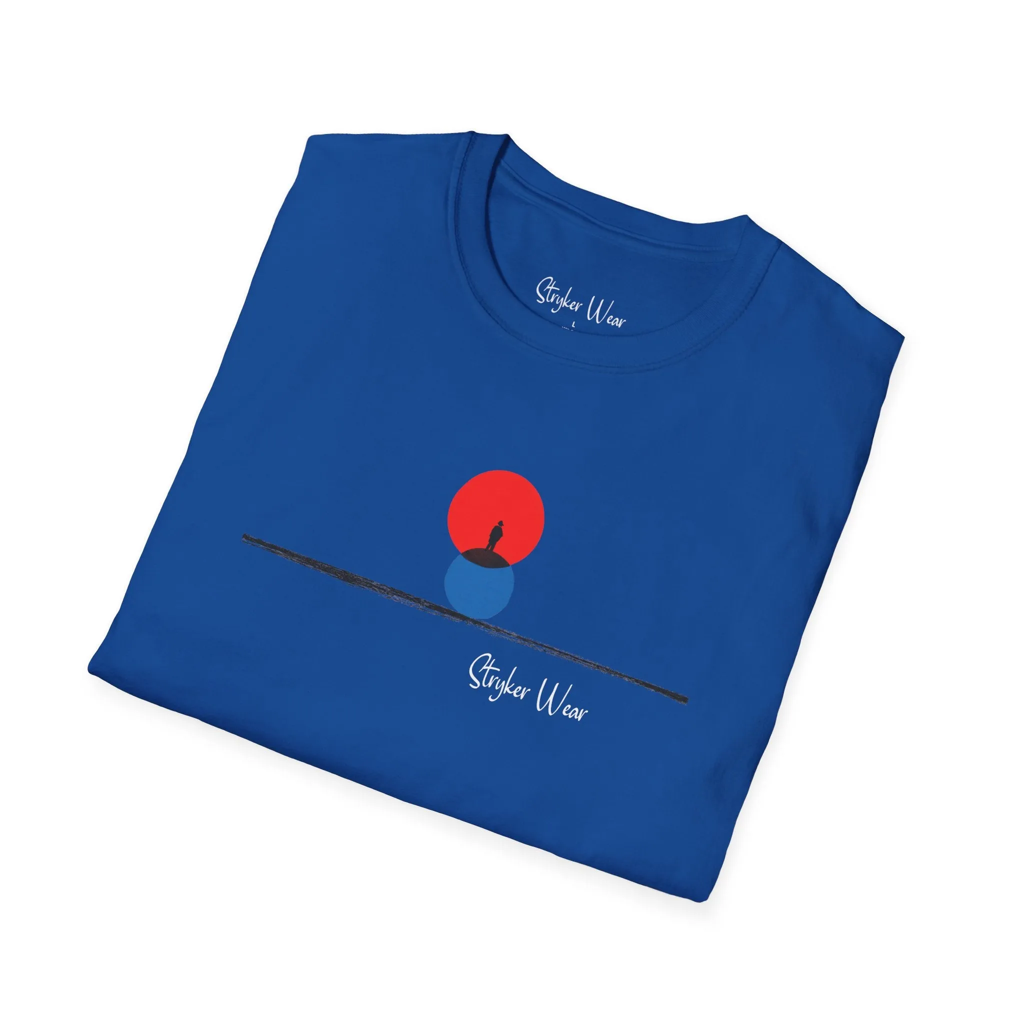 Minimalist Person & Sunset Art | Unisex Softstyle T-Shirt