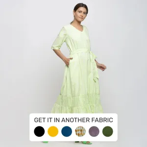 Mint Green Hand Tie-Dye Cotton Tier Maxi Dress