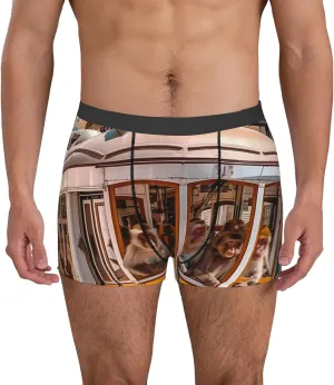 Modern Urban Monkey Print Boxer Briefs For Men Breathable Underwear-