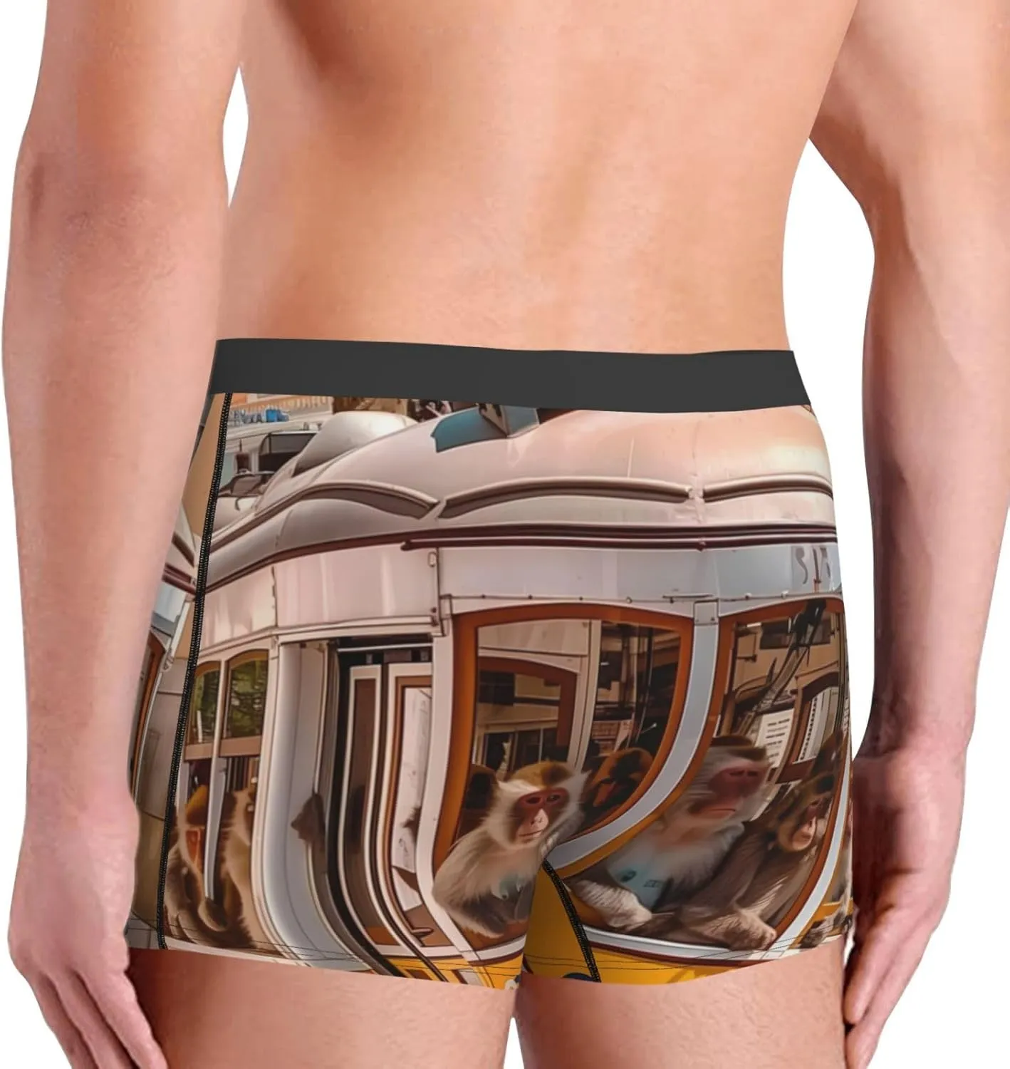 Modern Urban Monkey Print Boxer Briefs For Men Breathable Underwear-