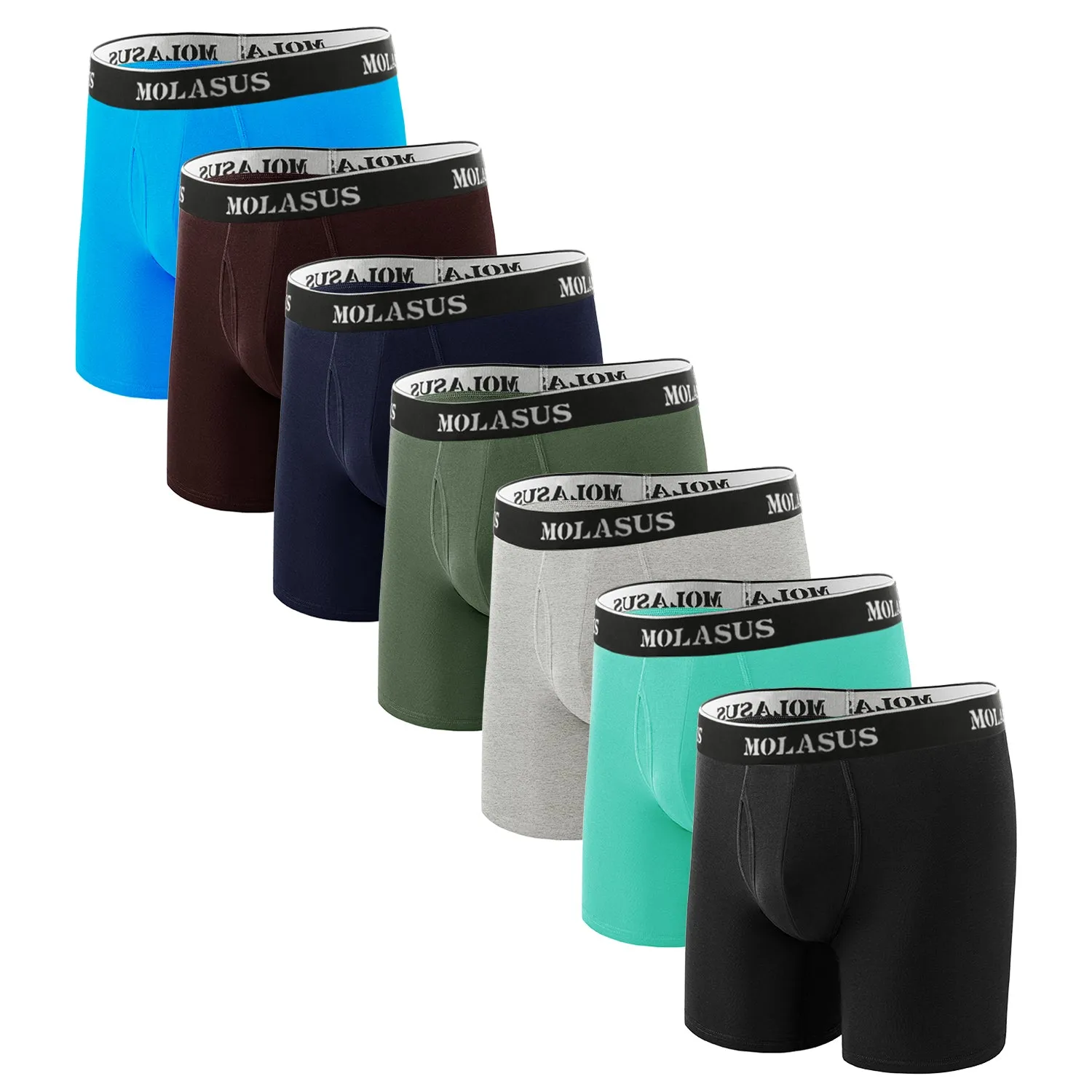 Molasus Mens Boxer Briefs Soft Cotton Underwear Open Fly Tagless Underpants Pack of 7