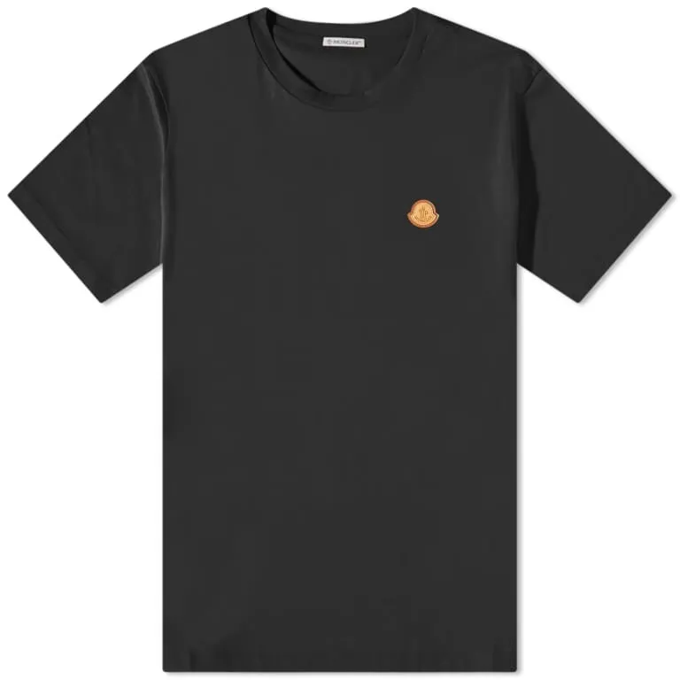 Moncler T-shirt with leather patch, black