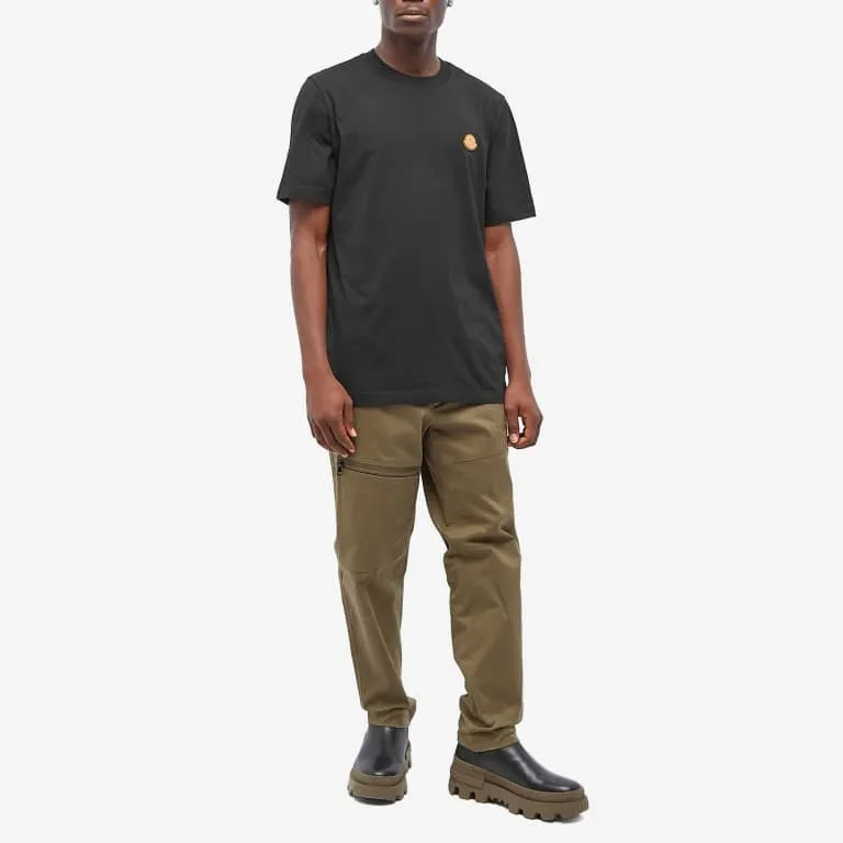 Moncler T-shirt with leather patch, black