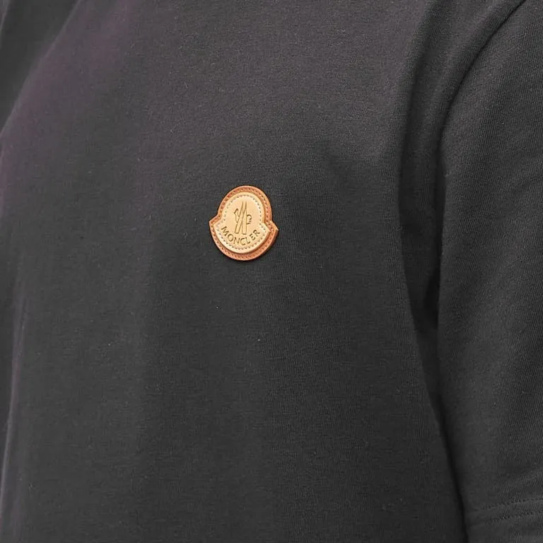Moncler T-shirt with leather patch, black