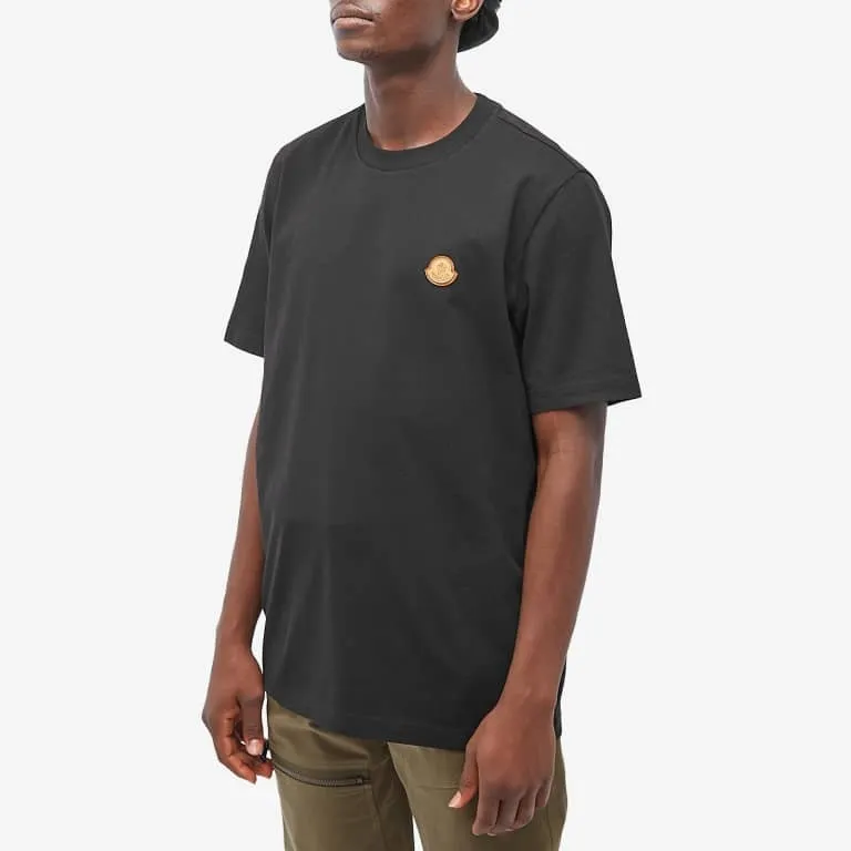 Moncler T-shirt with leather patch, black