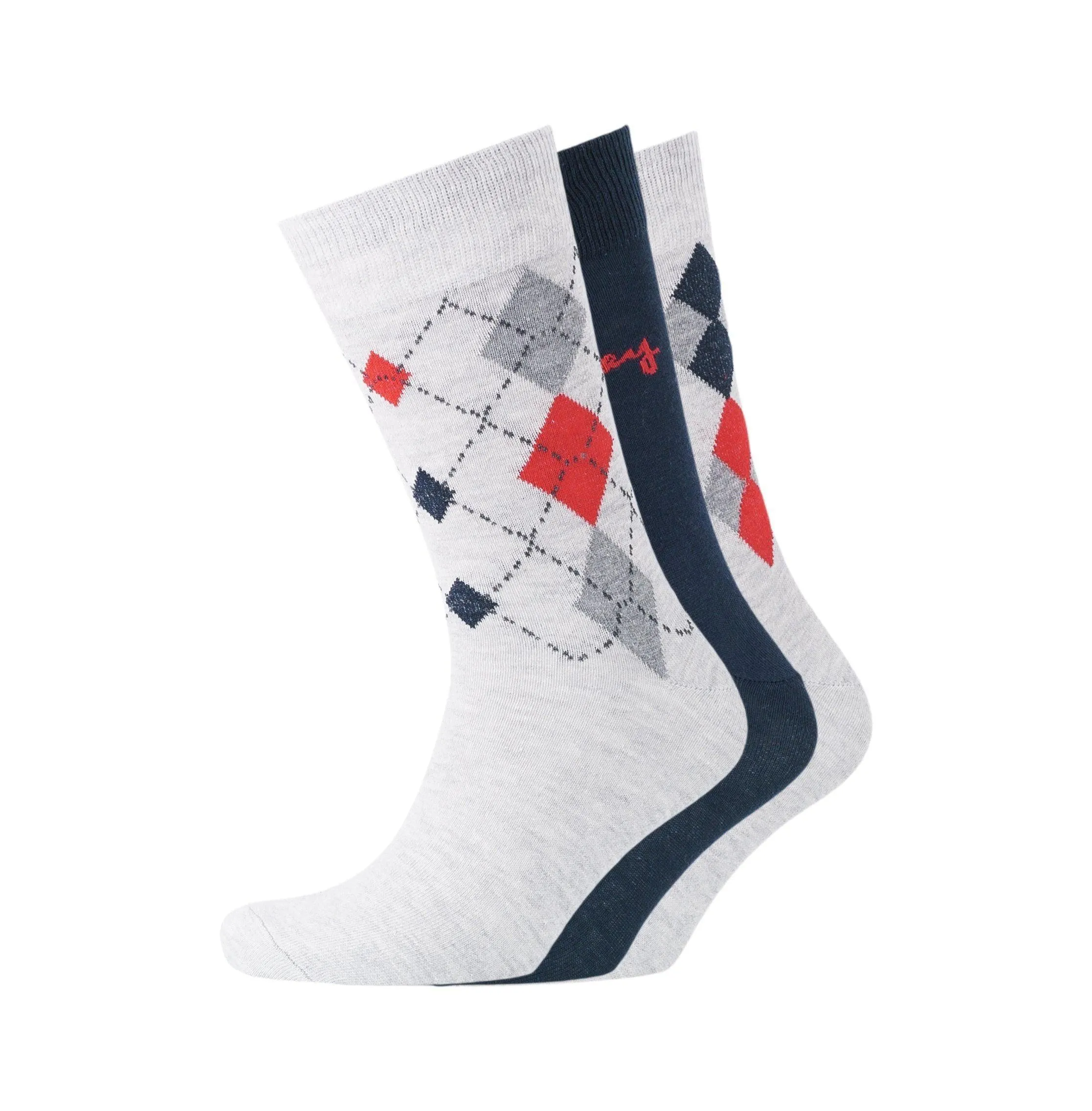 Money Mens Diamond Sig Socks 3pk - Lt Grey/Night Sky