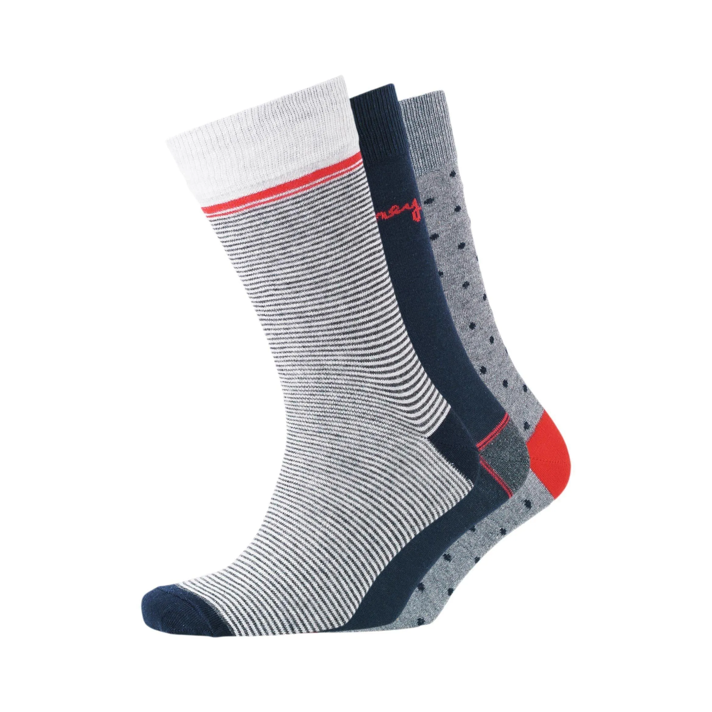 Money Mens Dot Trio Socks 3pk - Lt Grey/Night Sky