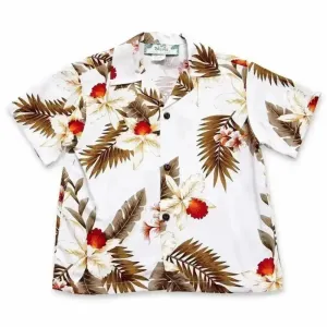 moon white hawaiian boy shirt