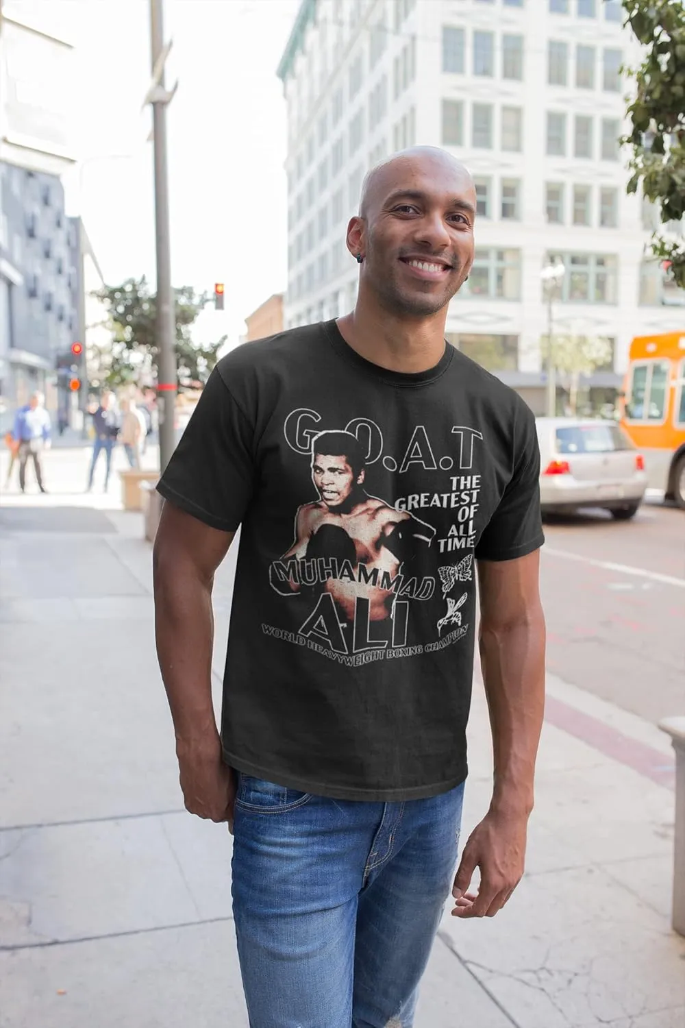 Muhammad Ali T Shirt Heavyweight Champ G.O.A.T Adult Short Sleeve T Shirts Vintage Style Graphic Tees