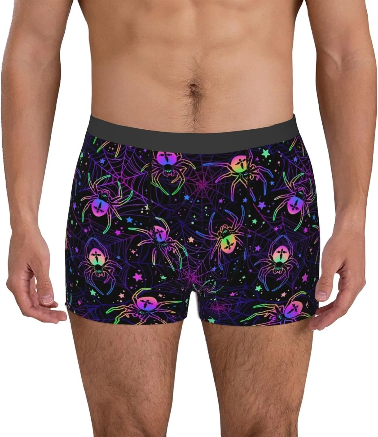 Multi-Colored Spiders Print Boxer Briefs For Men Breathable Underwear-