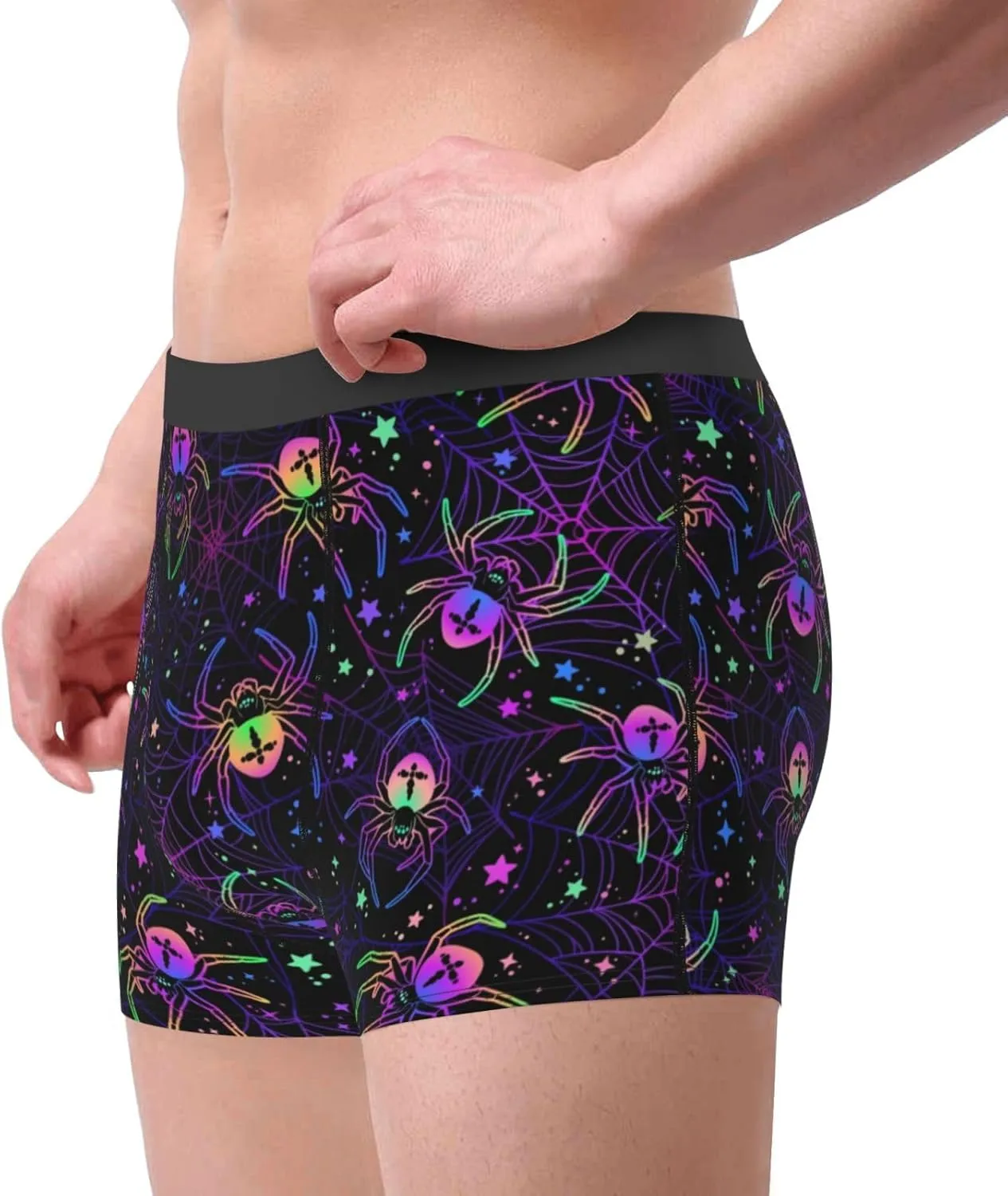 Multi-Colored Spiders Print Boxer Briefs For Men Breathable Underwear-