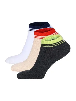 Multicolour Contrast Ankle Length Socks (Pack of 3)