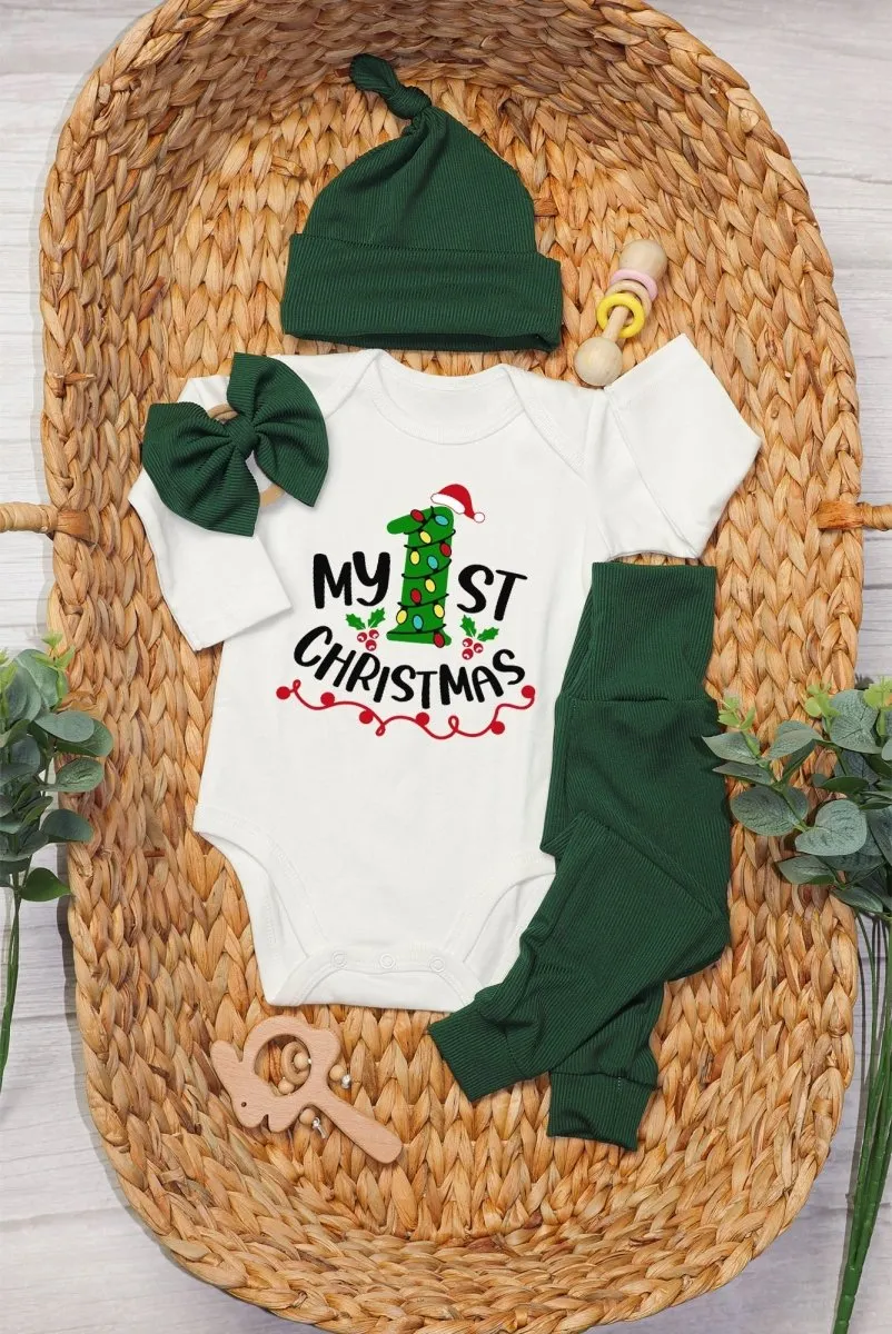 My 1st Christmas Baby Onesie and Long Pants Set | Custom First Christmas Onesie | Baby Christmas Outfit