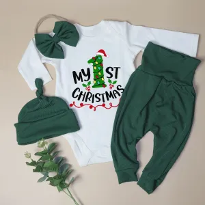 My 1st Christmas Baby Onesie and Long Pants Set | Custom First Christmas Onesie | Baby Christmas Outfit