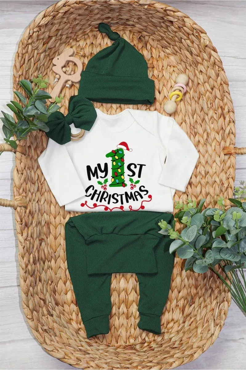 My 1st Christmas Baby Onesie and Long Pants Set | Custom First Christmas Onesie | Baby Christmas Outfit
