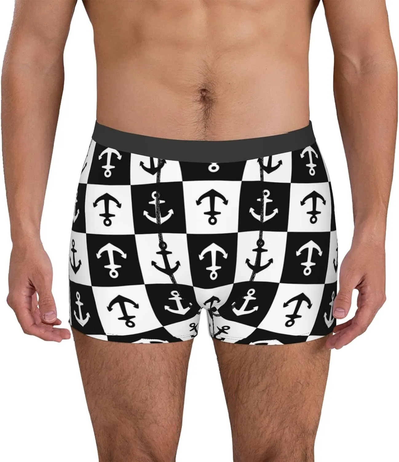 Nautical Anchors1 Print Boxer Briefs For Men Breathable Underwear-