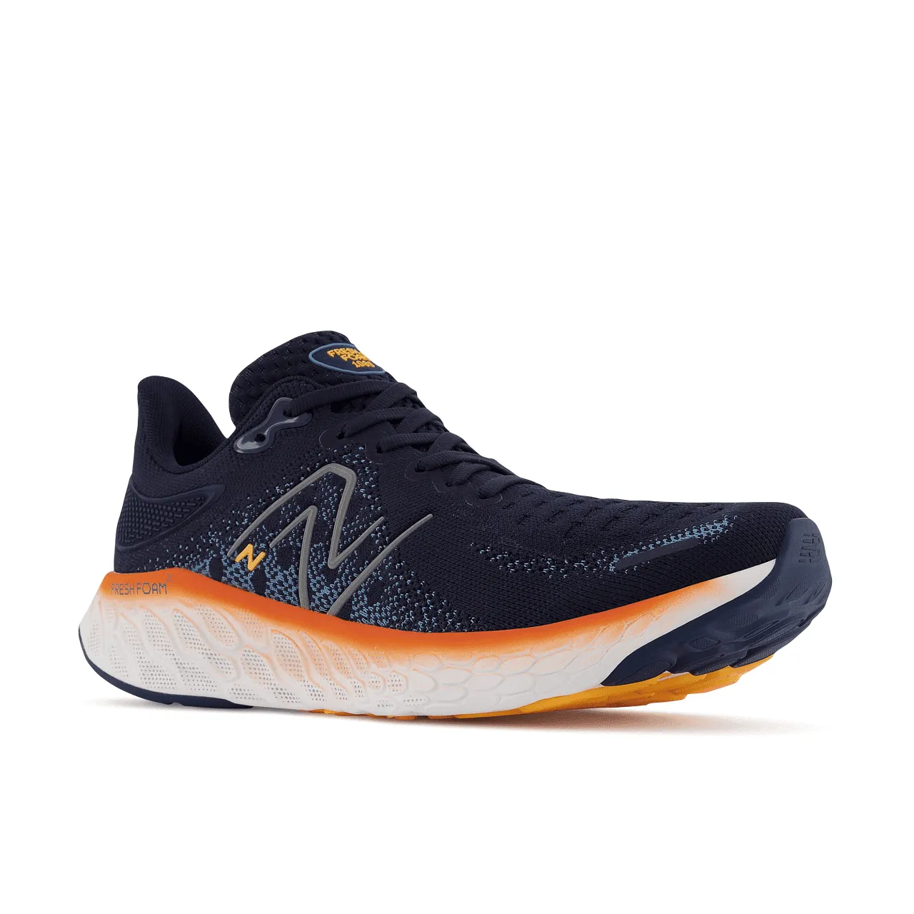New Balance Fresh Foam X 1080 v12 Wide (Mens)- Eclipse with Vibrant Orange and Spring Tide