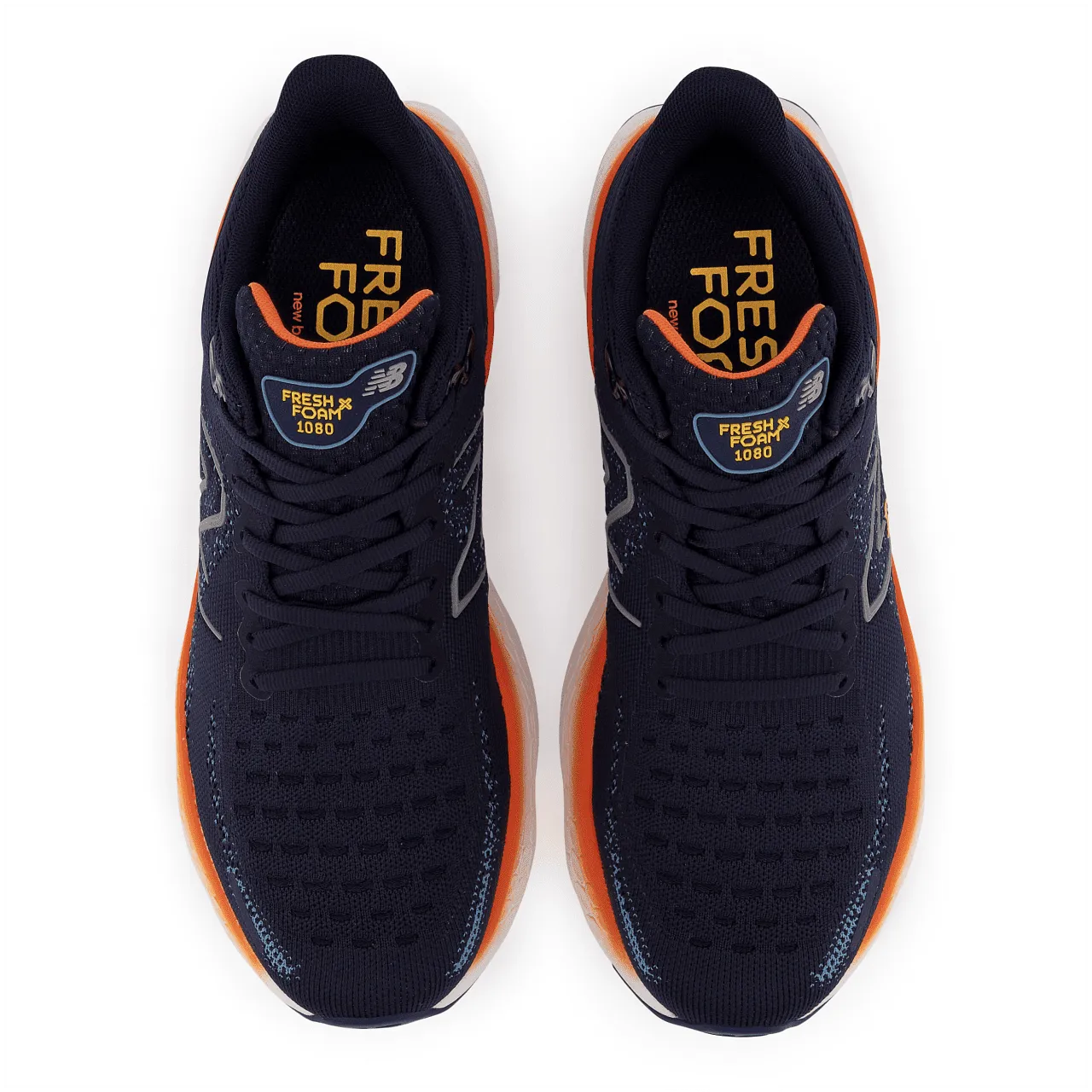 New Balance Fresh Foam X 1080 v12 Wide (Mens)- Eclipse with Vibrant Orange and Spring Tide