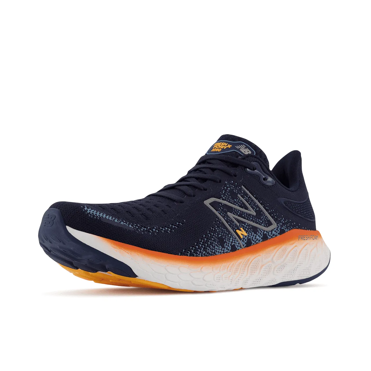 New Balance Fresh Foam X 1080 v12 Wide (Mens)- Eclipse with Vibrant Orange and Spring Tide