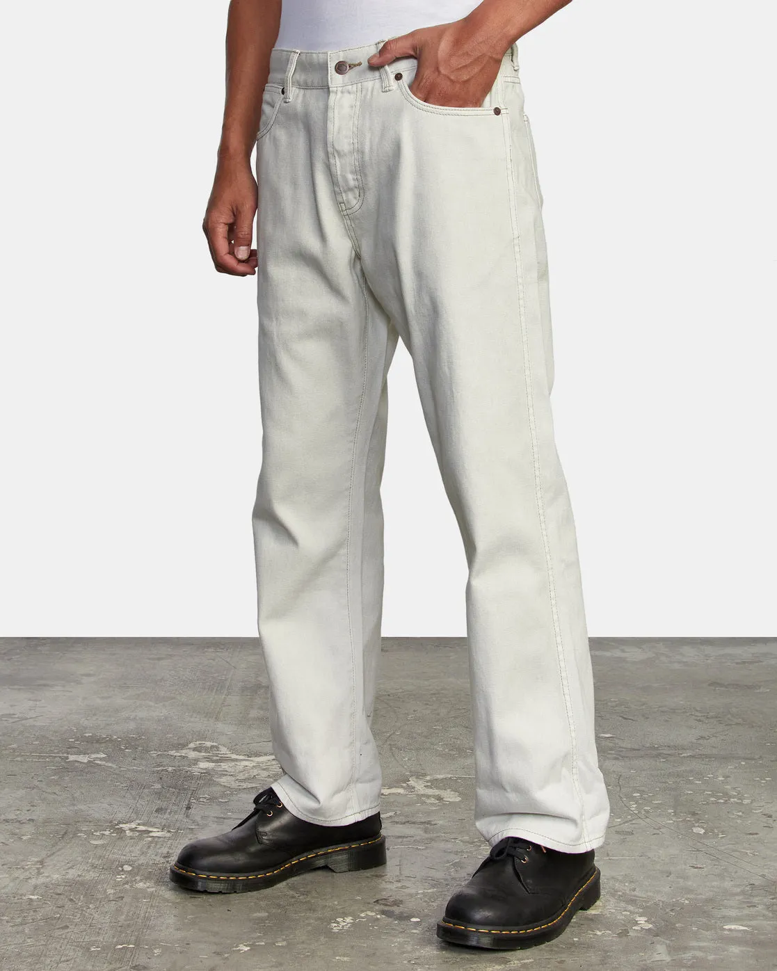 New Dawn Straight Fit Denim Jeans - Eggshell
