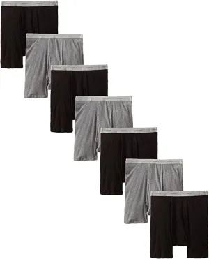 New in package! Hanes Men's Red Label of Boxer Briefs (Pack of 7) Sz S! Grey & Black!