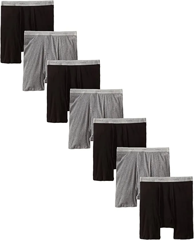 New in package! Hanes Men's Red Label of Boxer Briefs (Pack of 7) Sz S! Grey & Black!