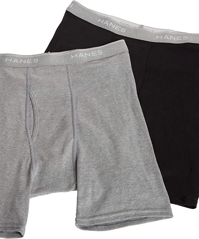 New in package! Hanes Men's Red Label of Boxer Briefs (Pack of 7) Sz S! Grey & Black!