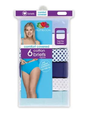 New in package! Women's Comfort Covered Cotton Brief Underwear, 6 Pack, Assorted Prints, Sz 3X!