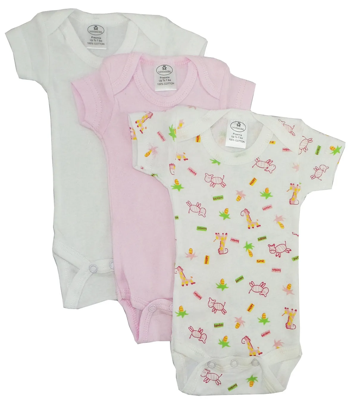 Newborn Onesies: Preemie Girls Printed Short Sleeve Variety Pack
