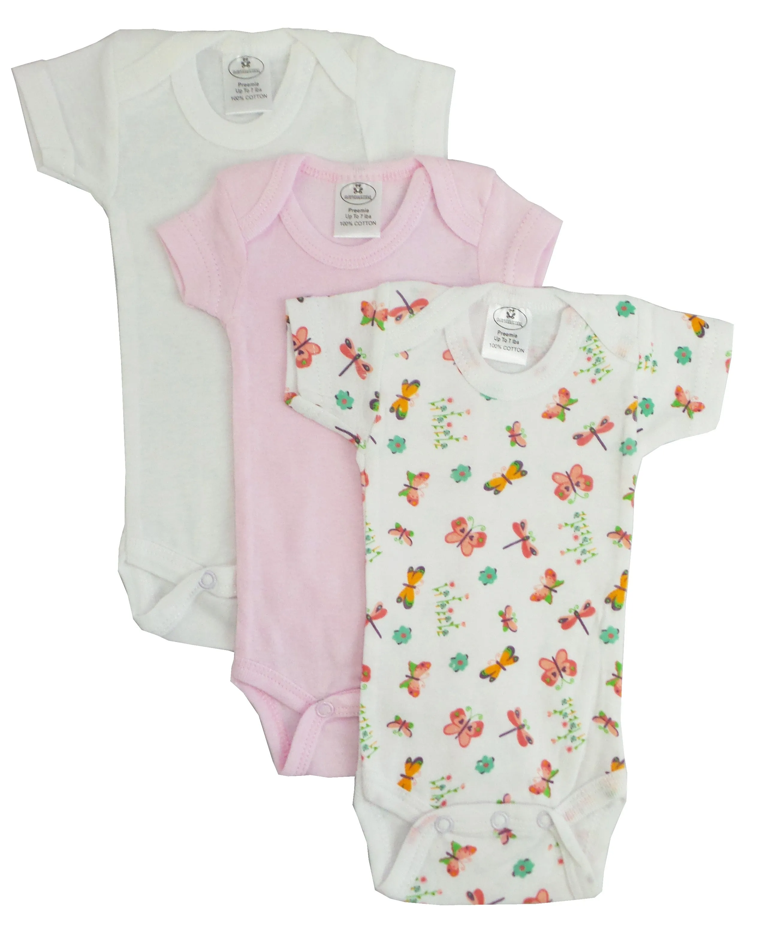 Newborn Onesies: Preemie Girls Printed Short Sleeve Variety Pack