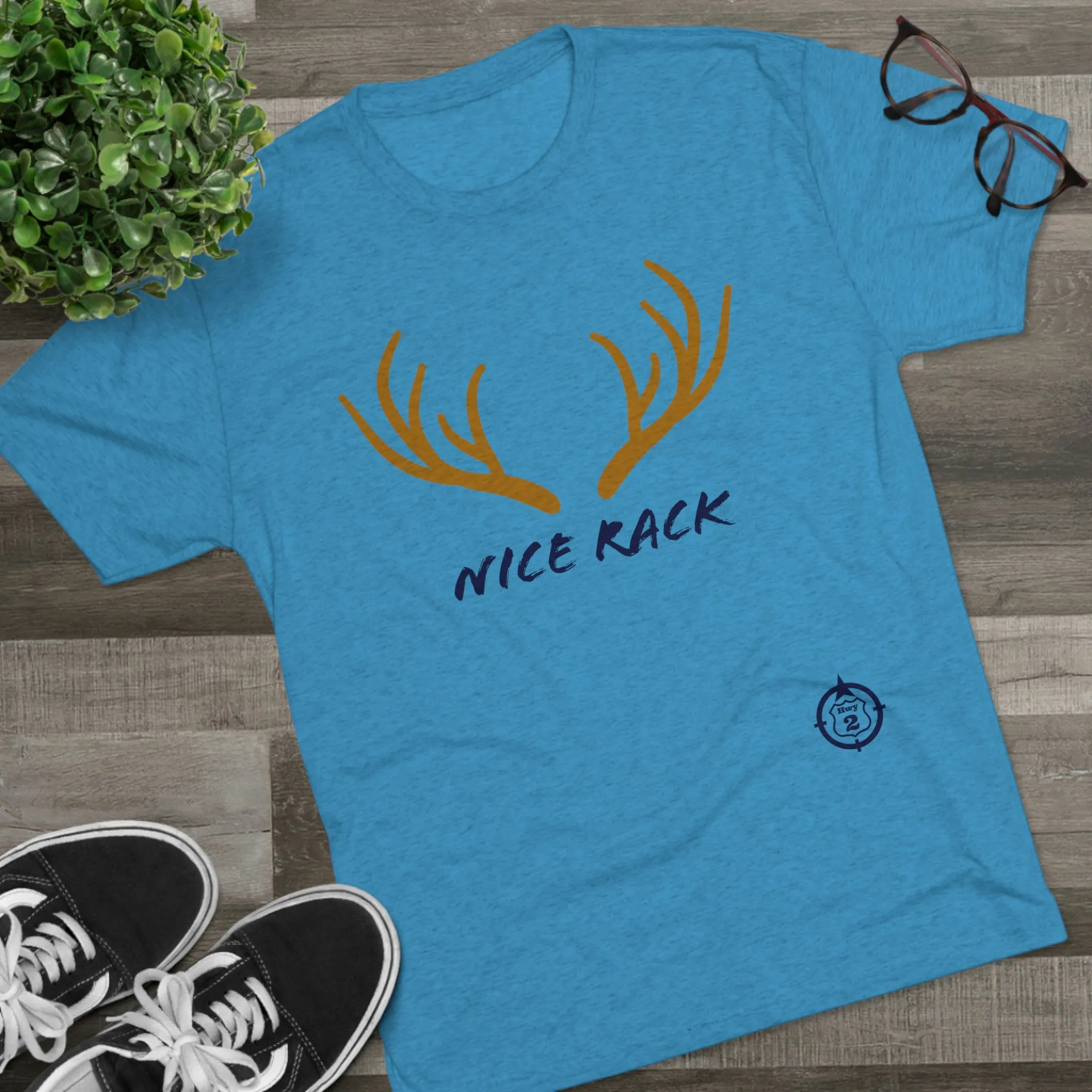 Nice Rack - Antlers - North of Hwy 2 - Unisex Tri-Blend Crew Tee
